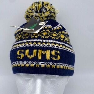 Vermont Originals Wool Toboggan Hat Navy Beanie Winter Fleece Made in USA NEW
